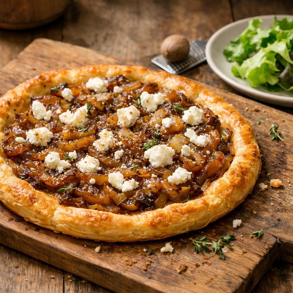 Tarte fine oignons chèvre