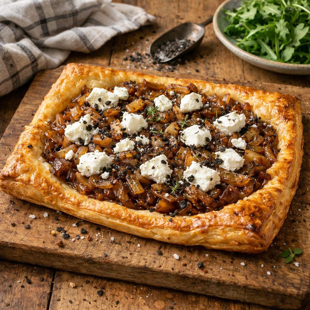 Tarte fine oignons chèvre