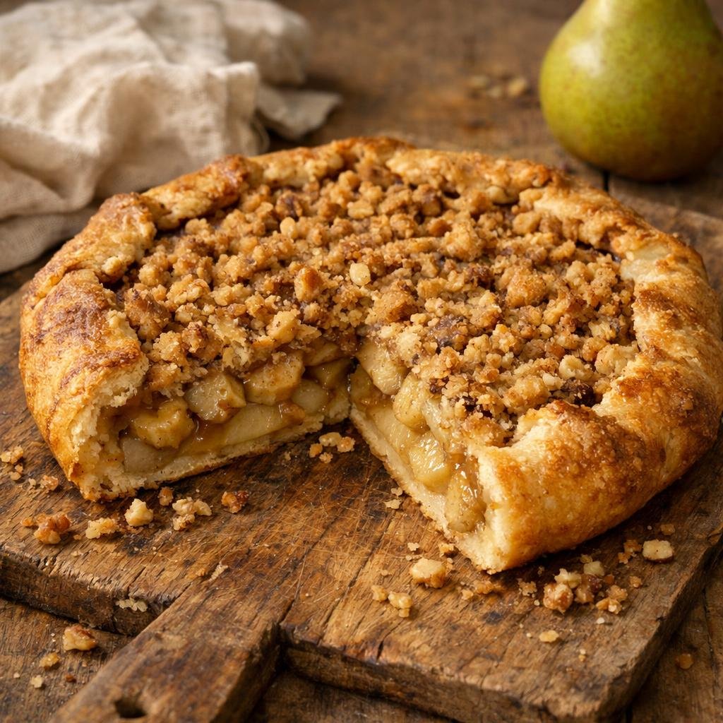 Tarte rustique banane poire