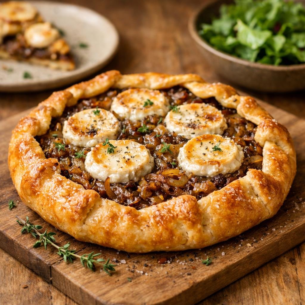 Tarte rustique oignons chèvre