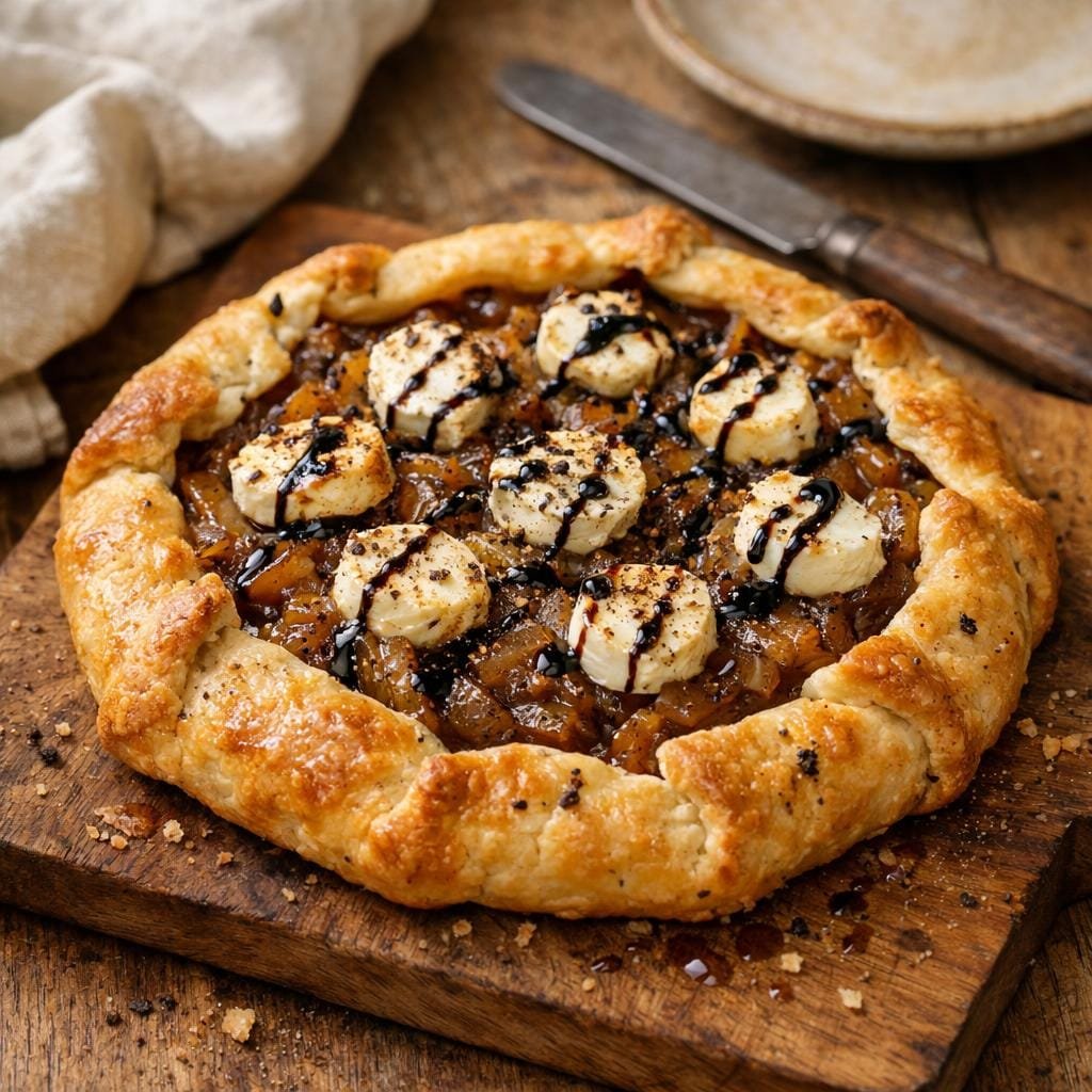 Tarte rustique oignons chèvre