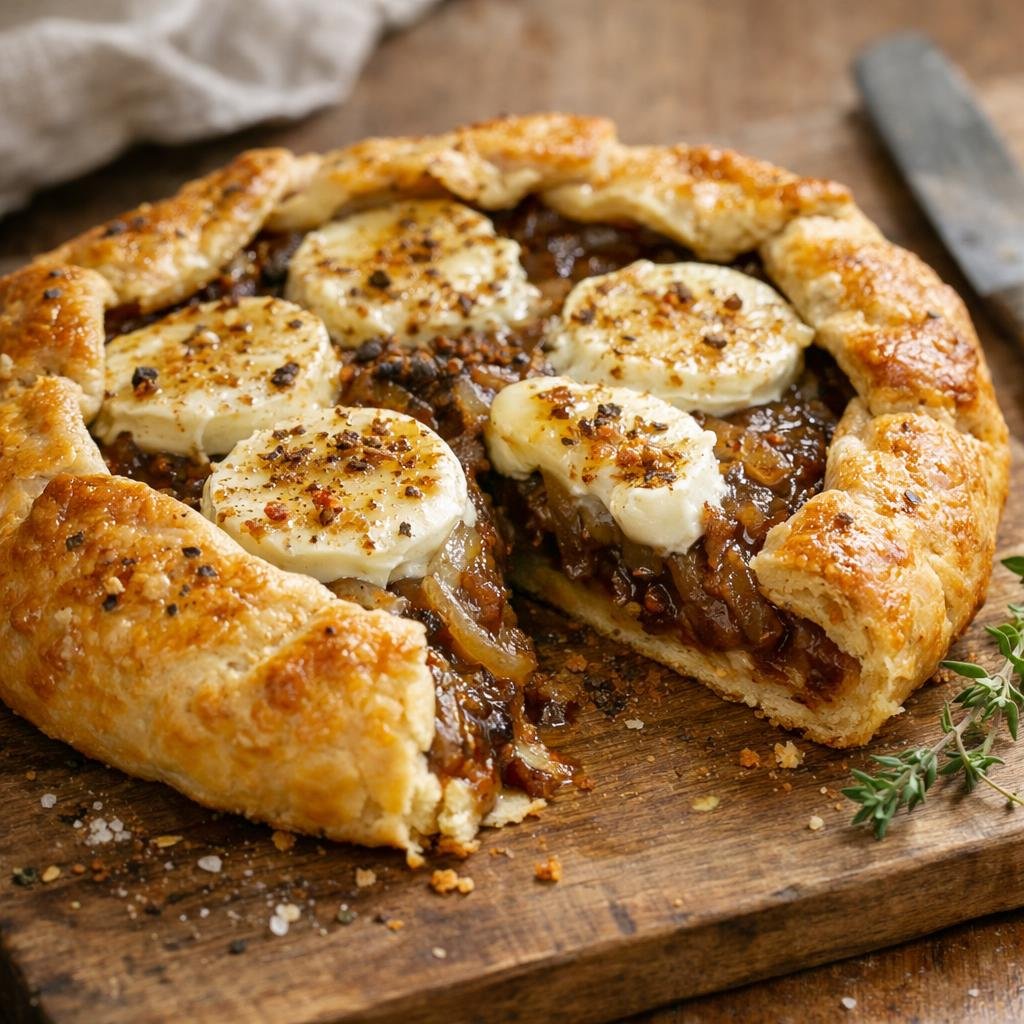 Tarte rustique oignons chèvre