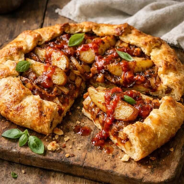 Tarte rustique oignons poire