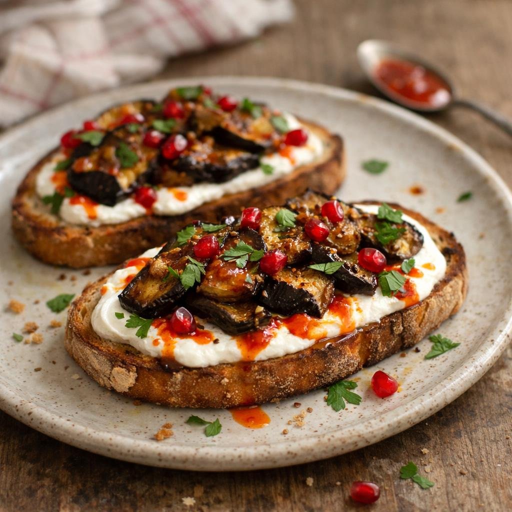 Tartine aubergine labneh