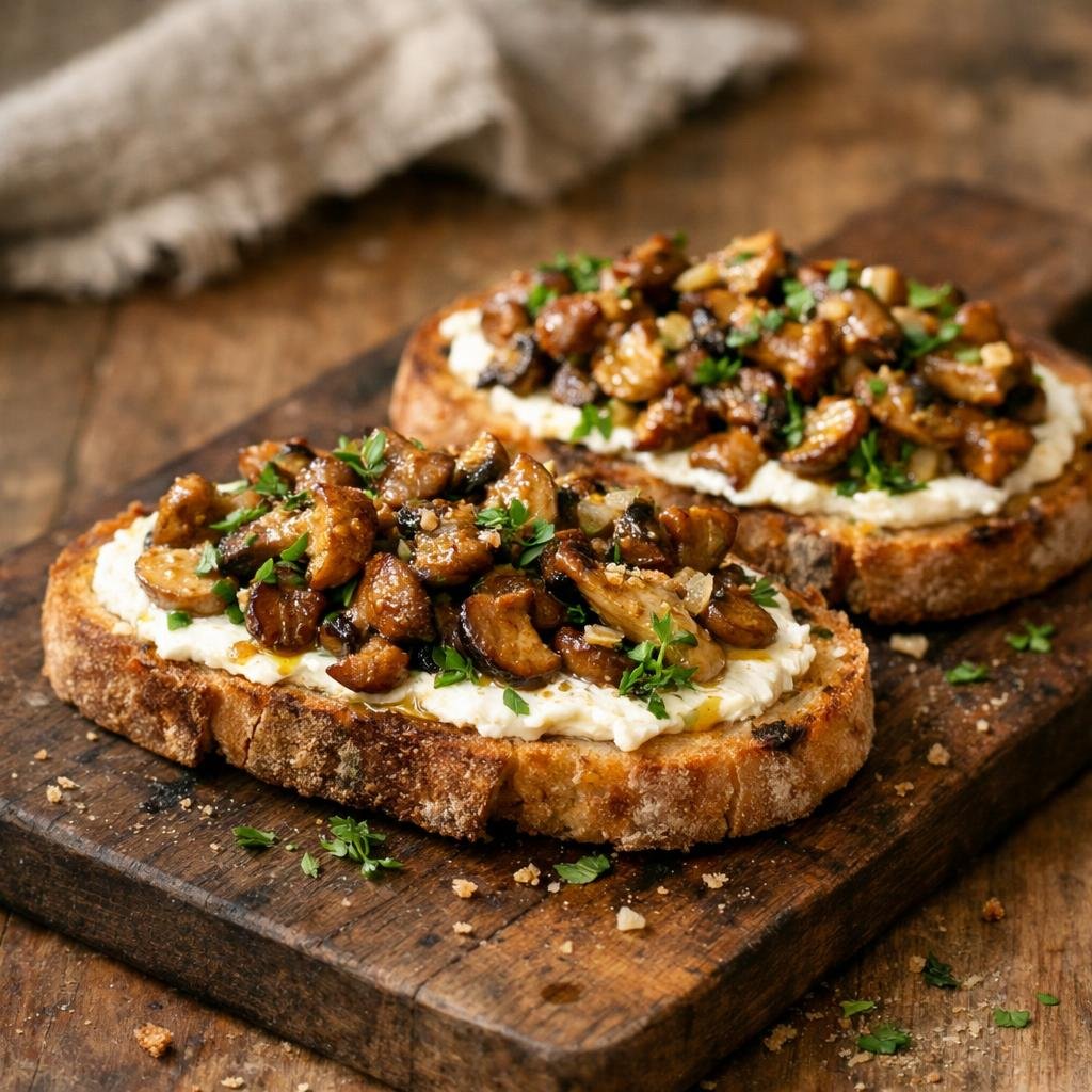 tartine champignons chèvre