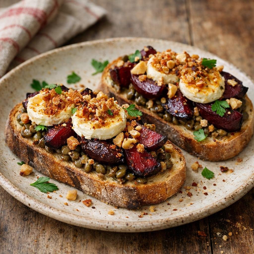 Tartine chèvre betterave