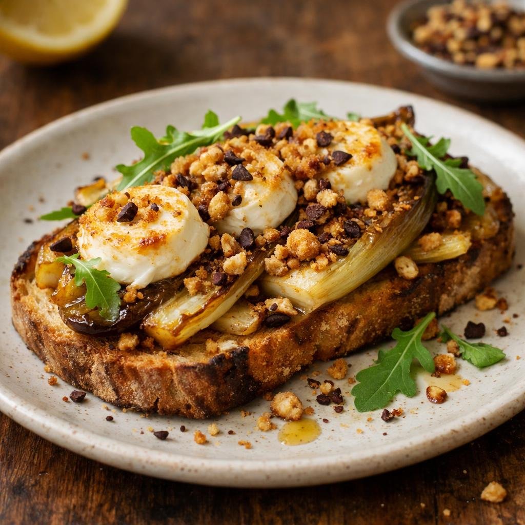 Tartine d'endives rôties