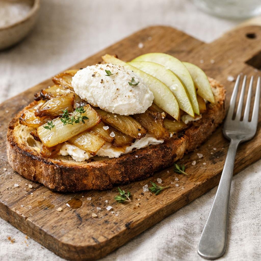 Tartine endives chèvre poire