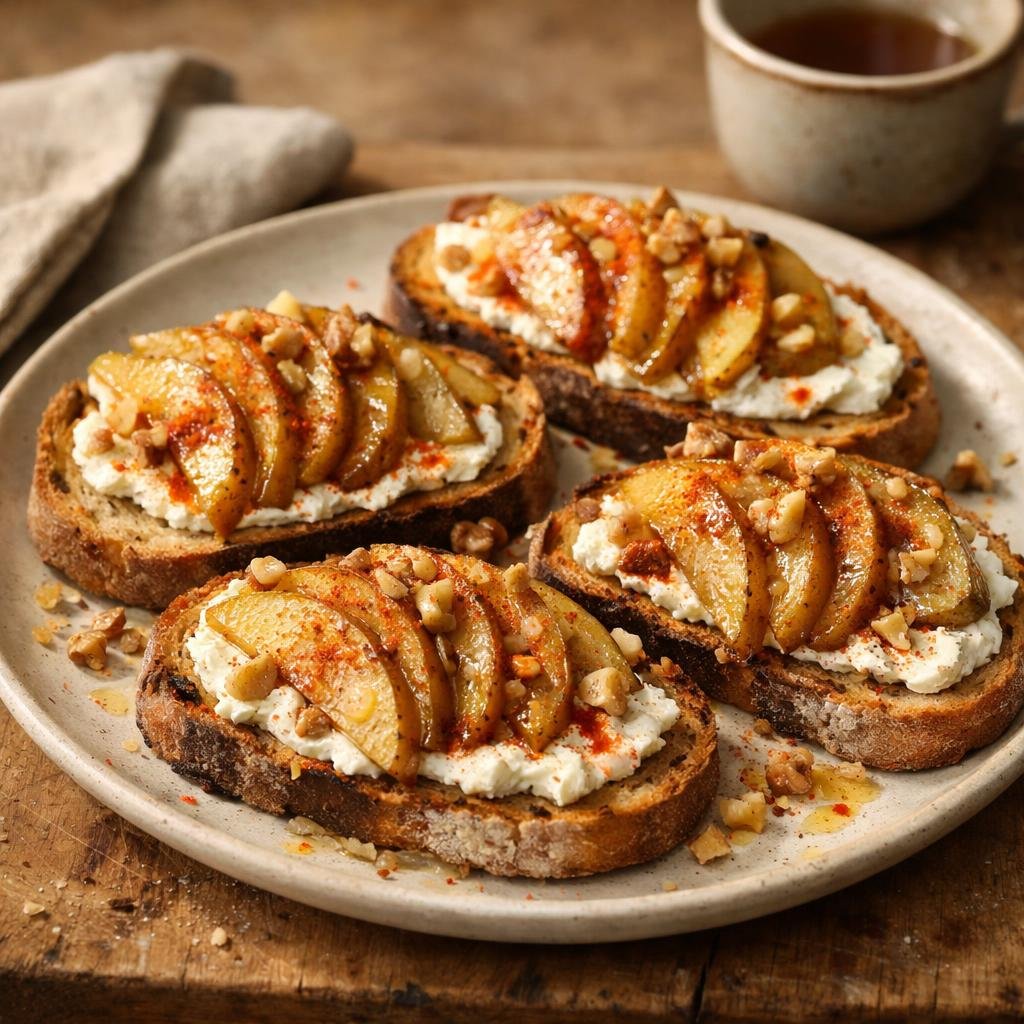 Tartine poire chèvre paprika