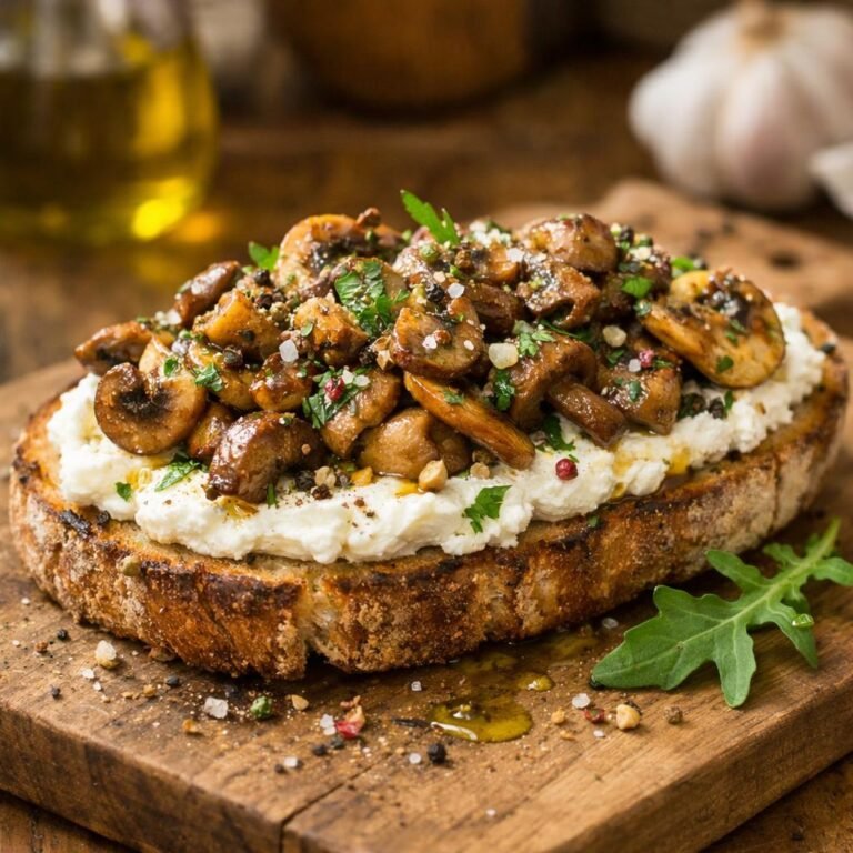 Tartine ricotta champignons