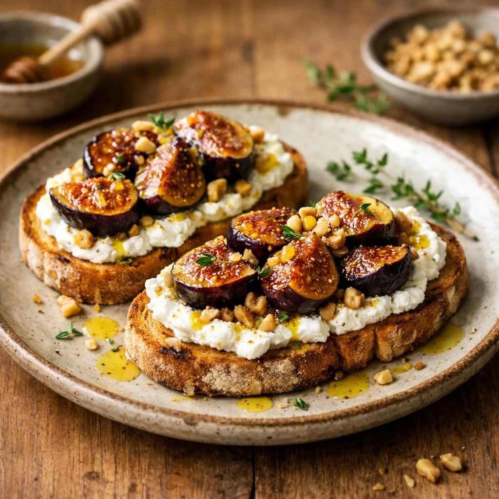 Tartine ricotta figues rôties