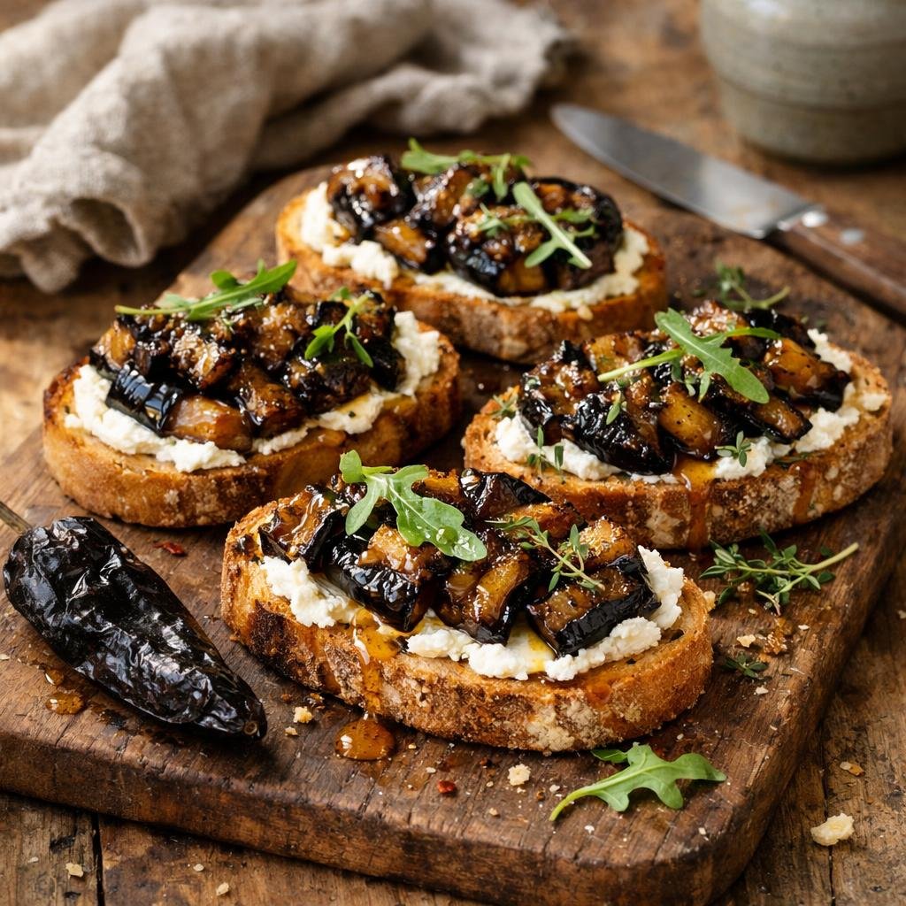 Tartines aubergine chèvre