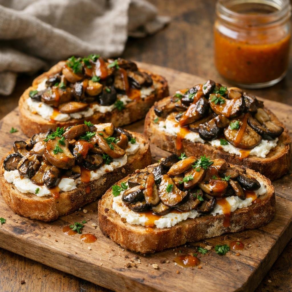 Tartines champignons chèvre