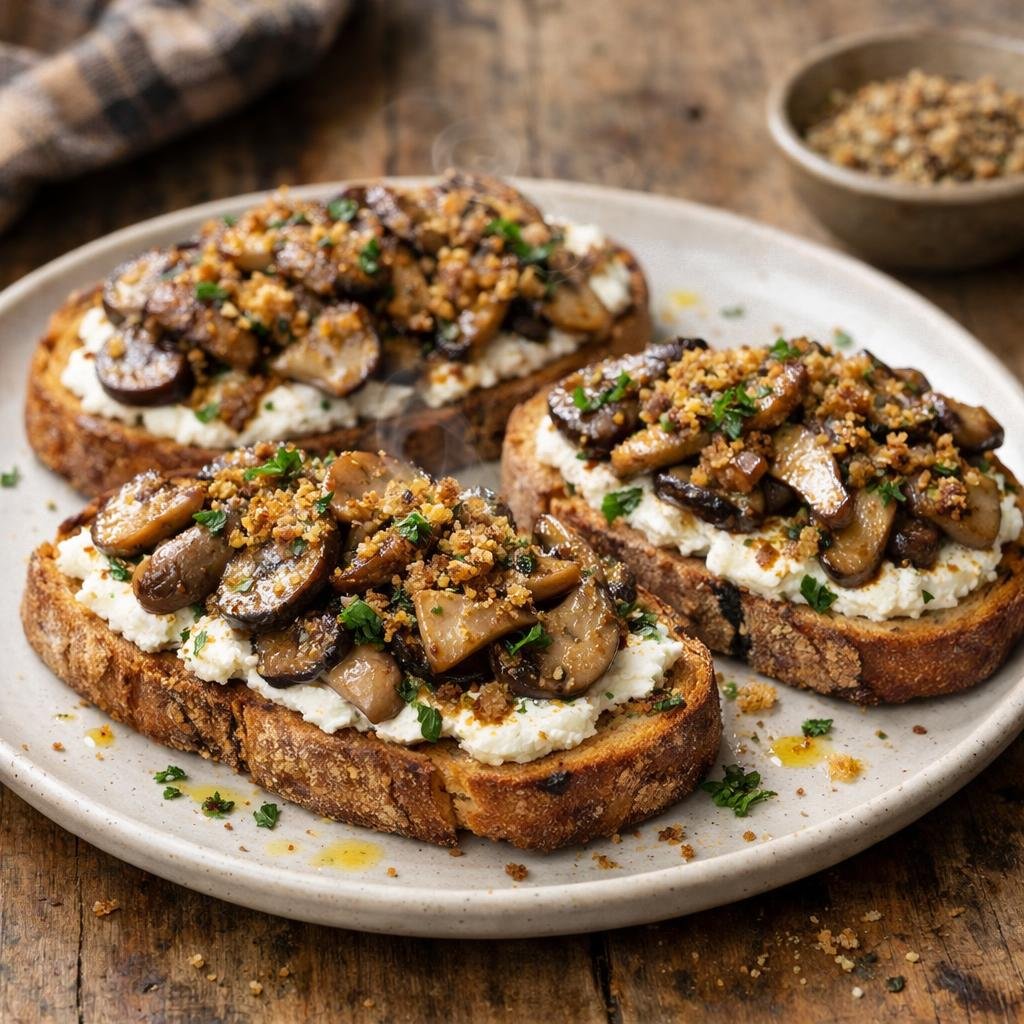 Tartines champignons ricotta