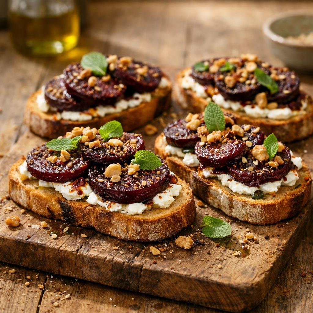 Tartines chèvre betterave