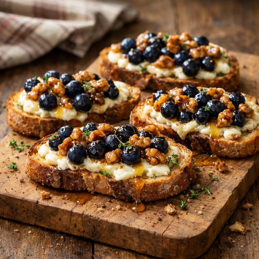 Tartines chèvre myrtilles