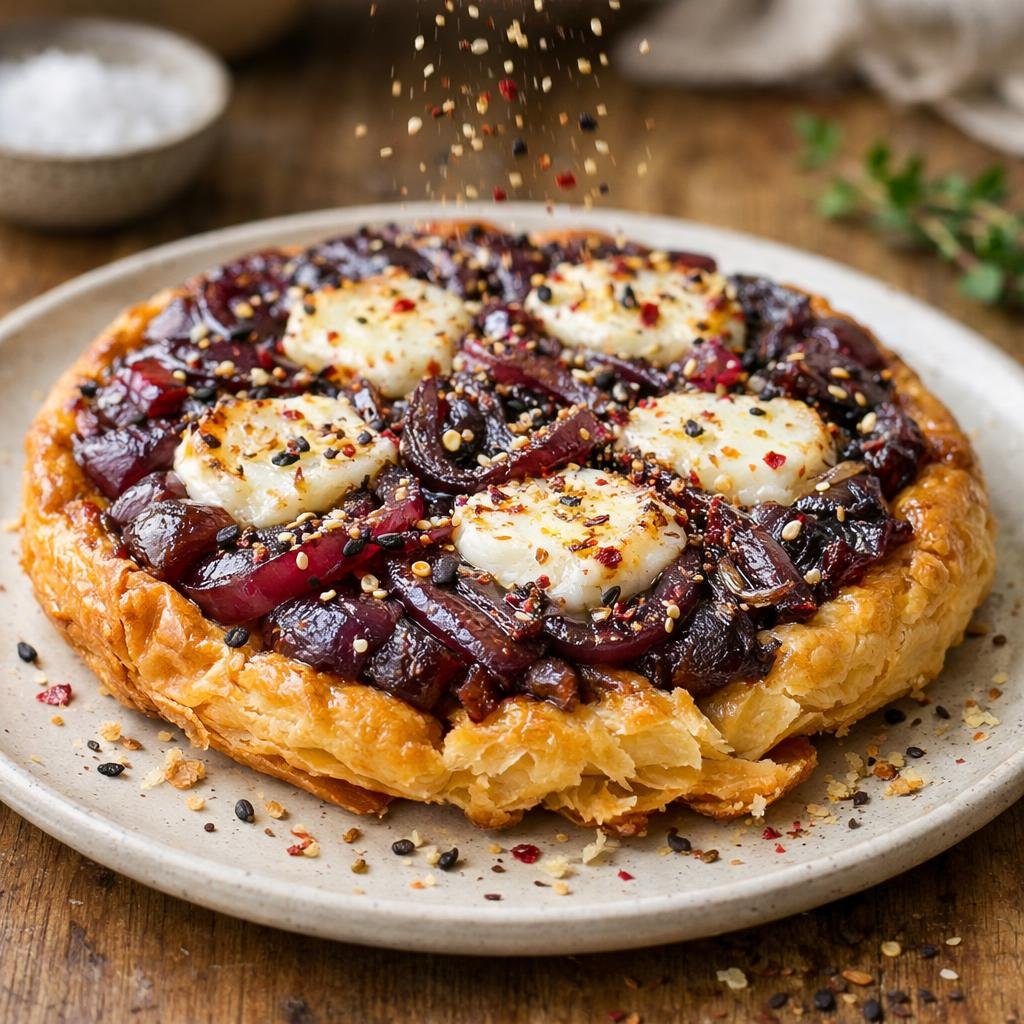 Tatin d'oignons rouges