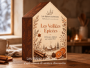 Boîte cadeau de 24 épices hivernales, décor nostalgique, parfait pour cuisiner et réchauffer les soirées d'hiver.