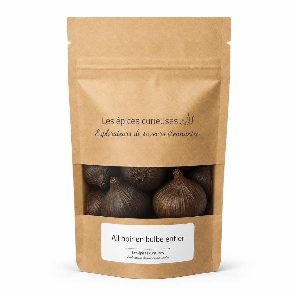Ail noir en bulbe entier - Packaging - Les Épices Curieuses