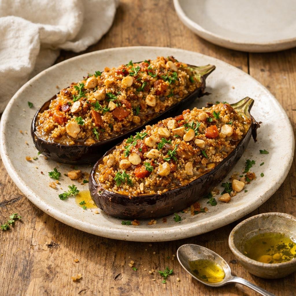 Aubergines farcies au quinoa