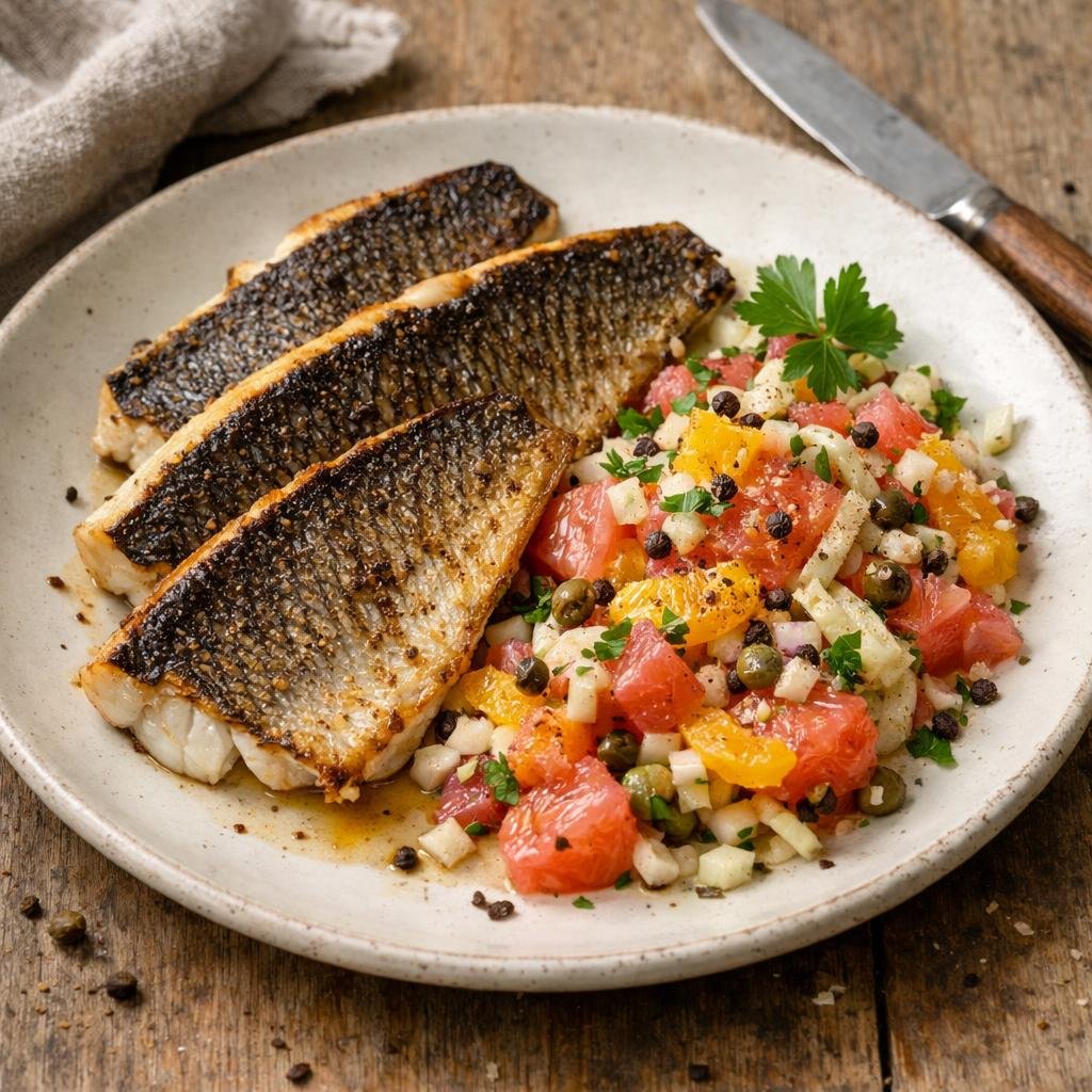 Bar grillé salsa fenouil