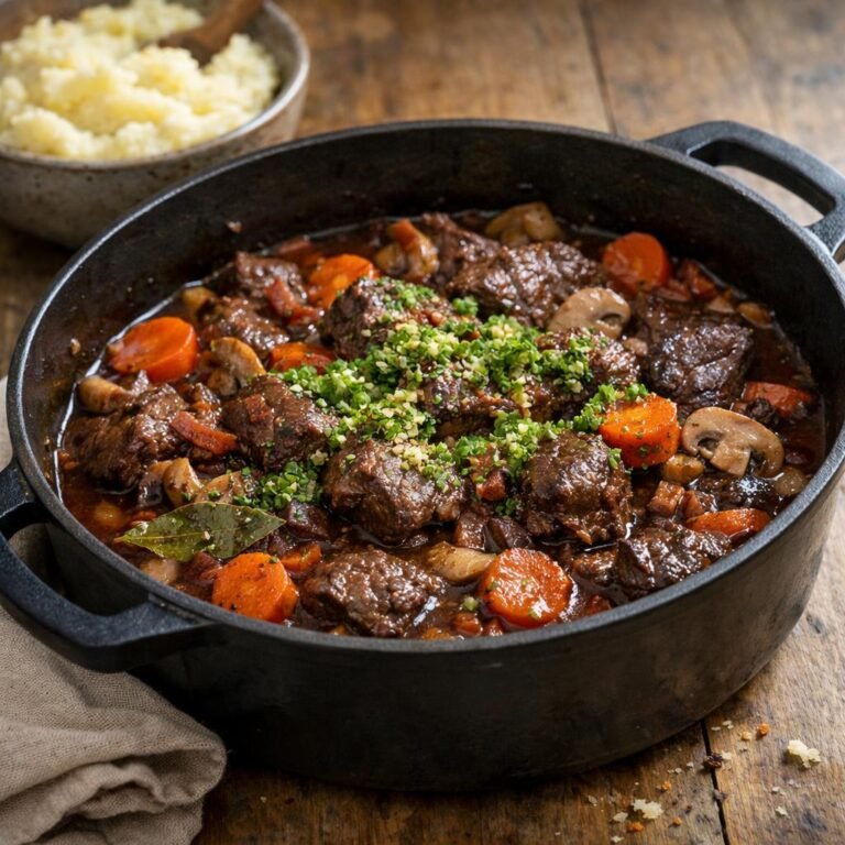 Bœuf mijoté façon bourguignon