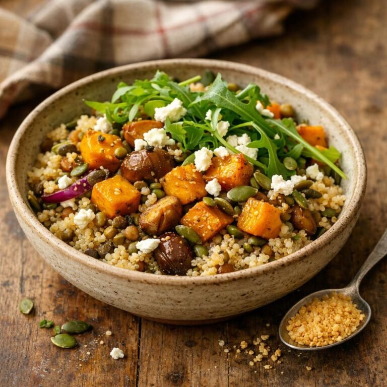 Bol automnal quinoa lentilles