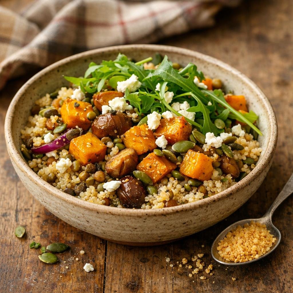 Bol automnal quinoa lentilles