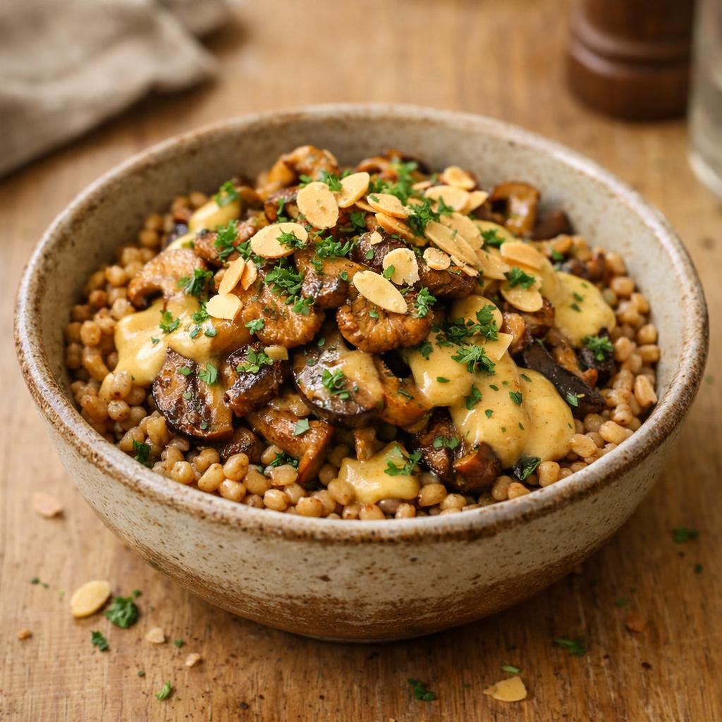 Bol d'épeautre champignons