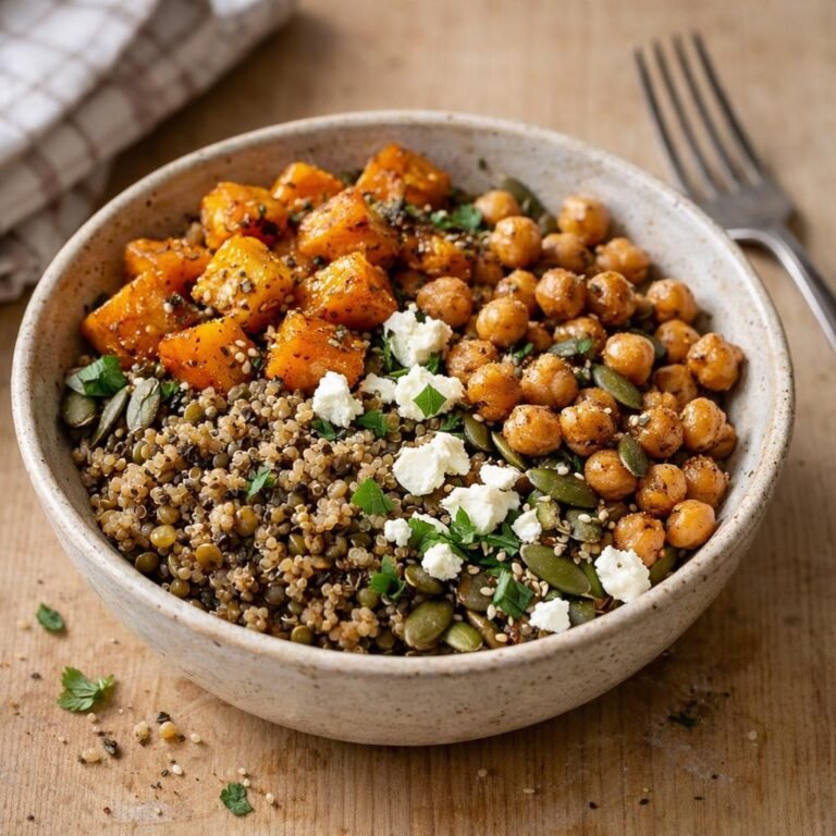 Bowl automnal quinoa lentilles