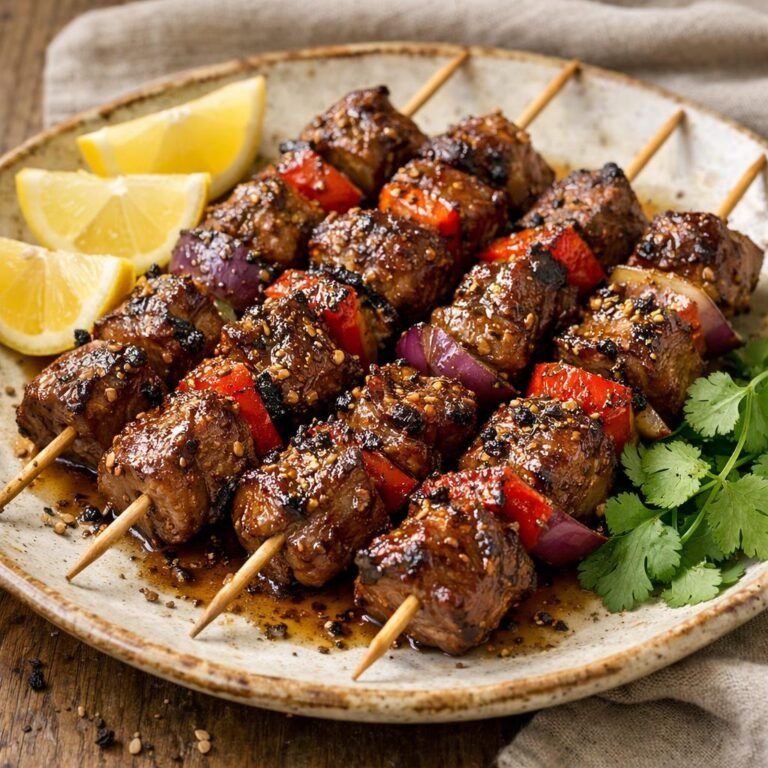 Brochettes d'agneau laquées