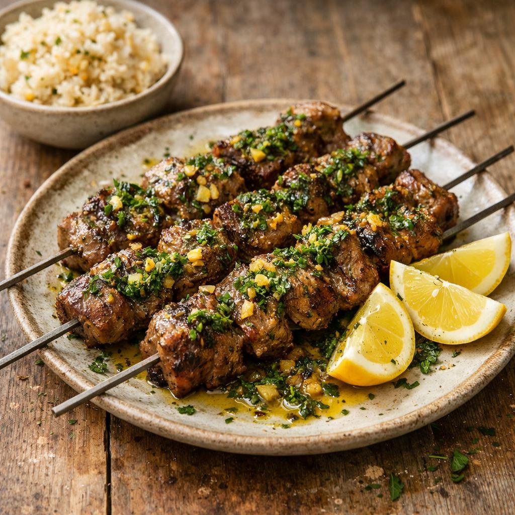 Brochettes d'agneau marinées