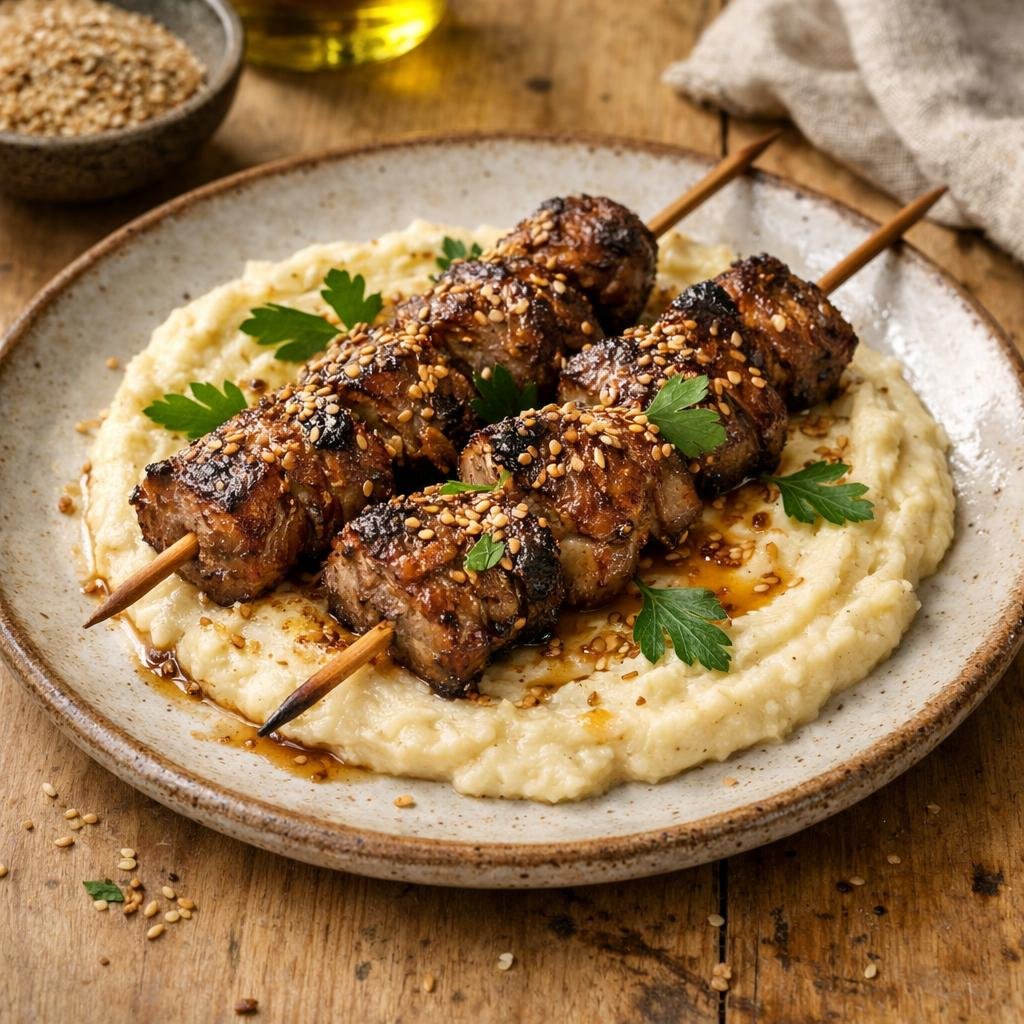 Brochettes d'agneau sésame