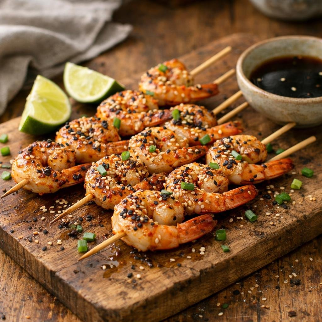 brochettes de crevettes