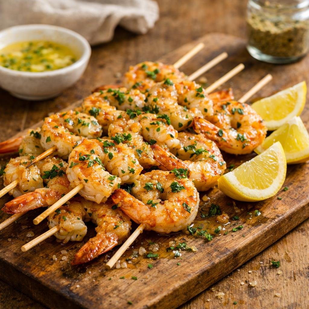 Brochettes de gambas