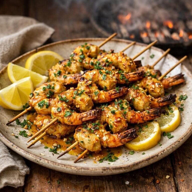 Brochettes de gambas