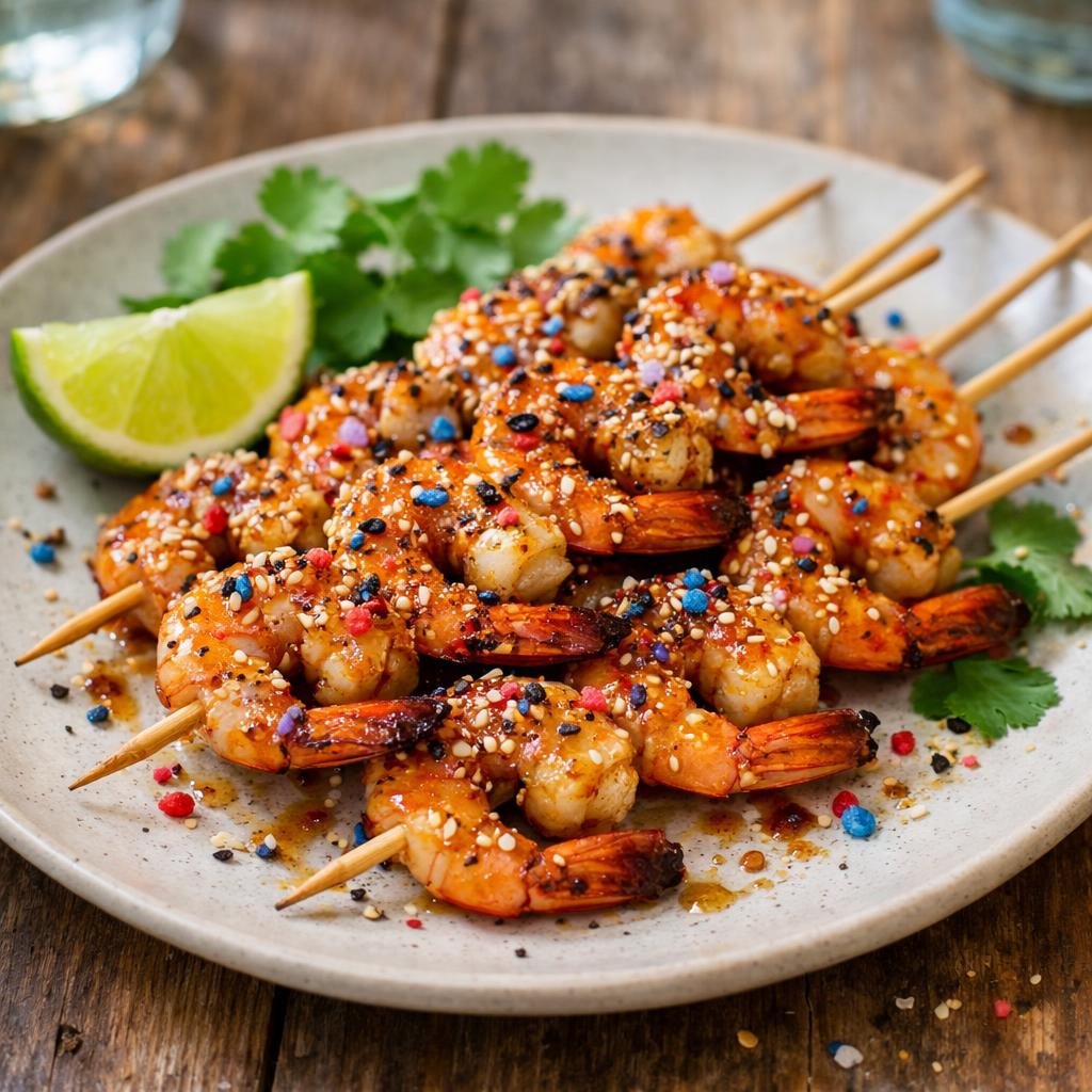 Brochettes de gambas