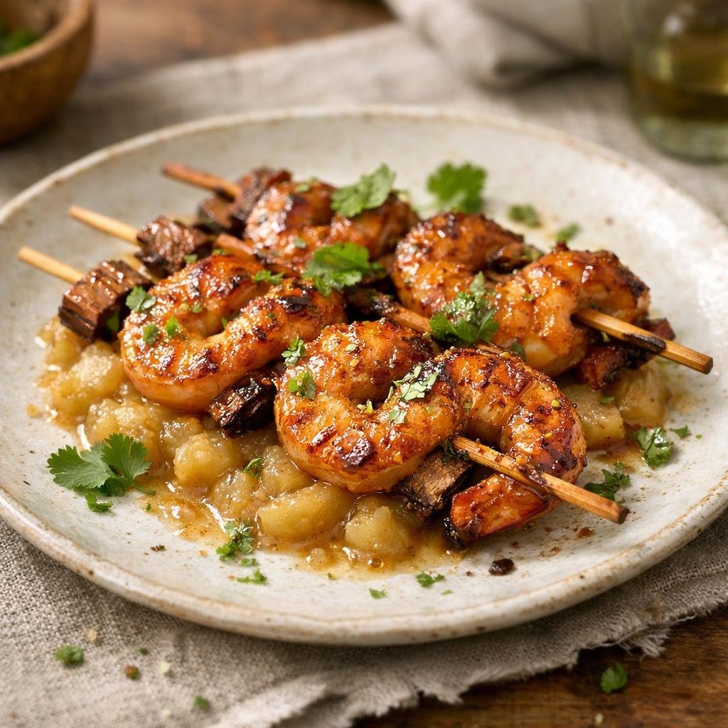 gambas laquées au bois bandé