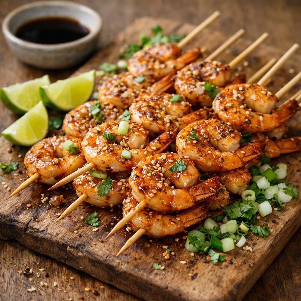 Brochettes de gambas