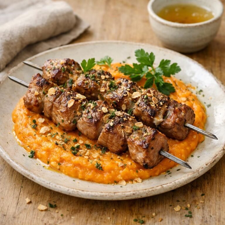 Brochettes de porc au cidre