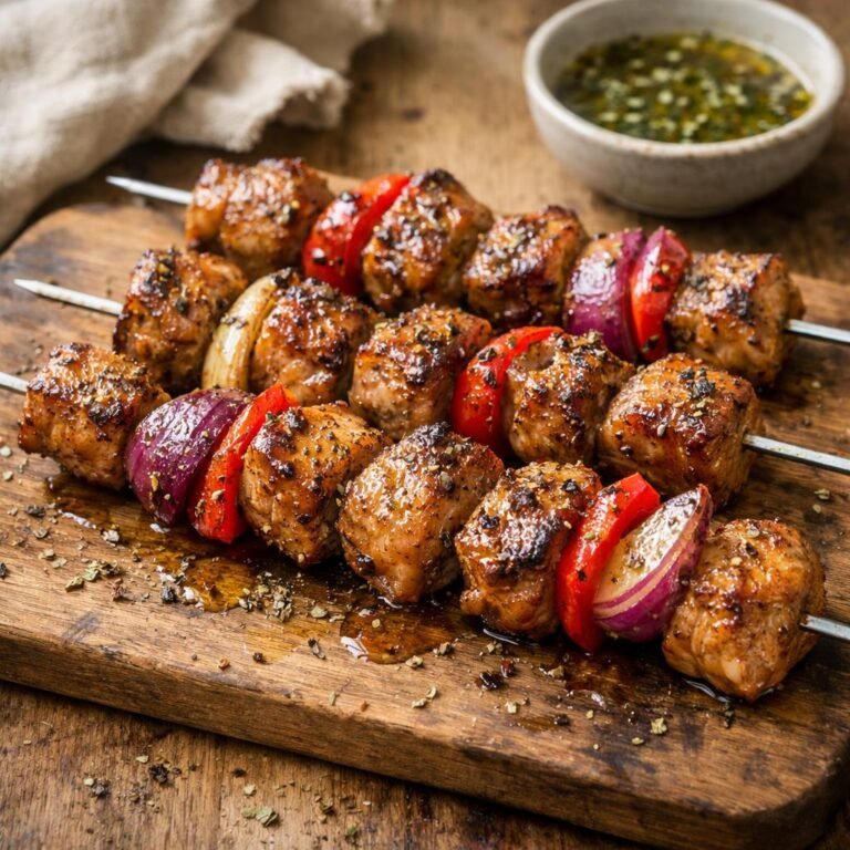 Brochettes de porc basilic