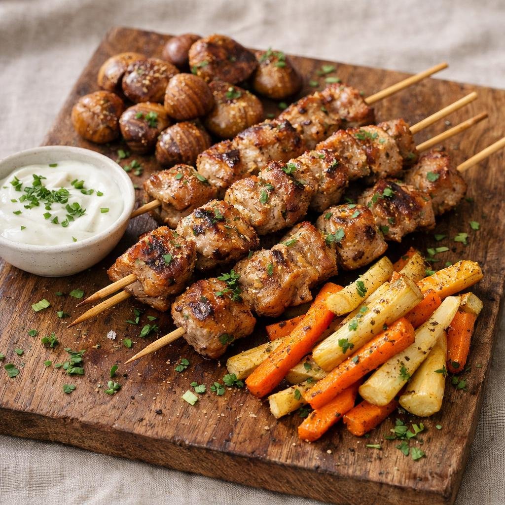 Brochettes de porc marinées