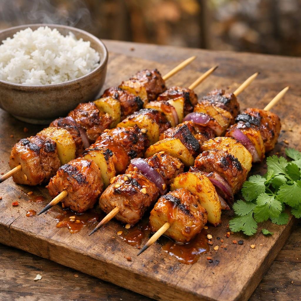 Brochettes de porc & poires