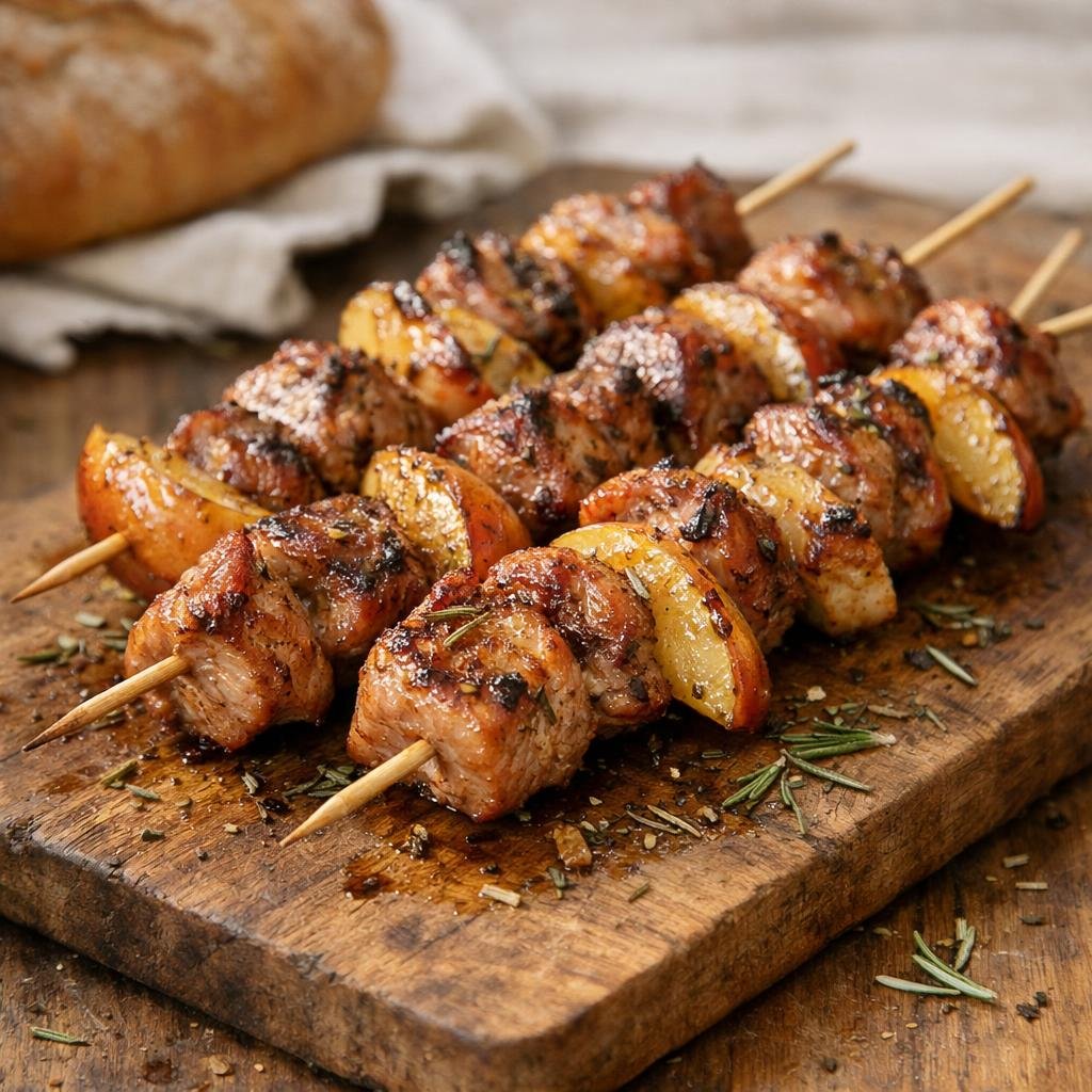 Brochettes de porc romarin