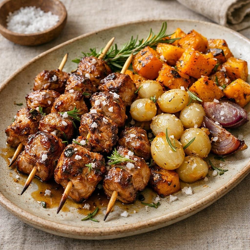 brochettes de porc romarin