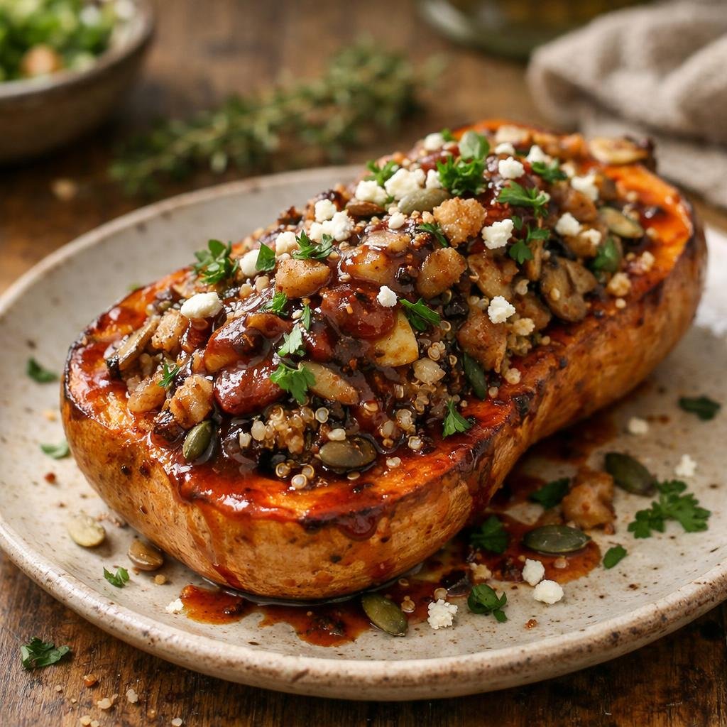 Butternut farci aux champignons