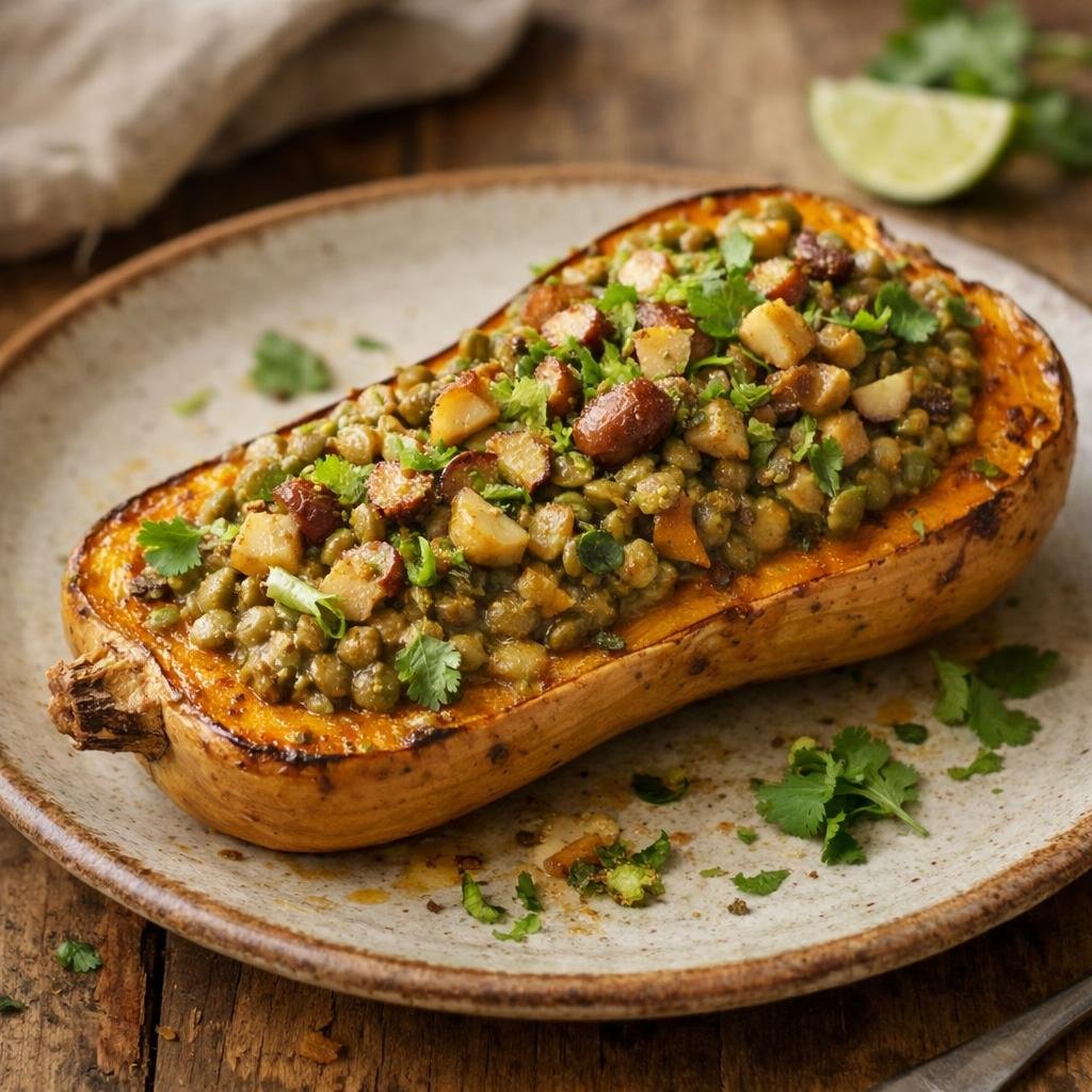 butternut farcie lentilles