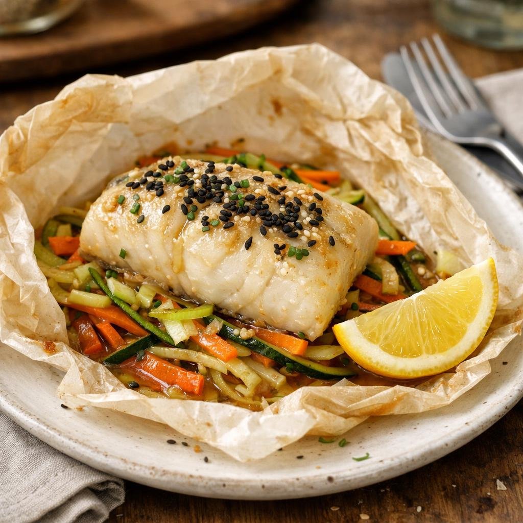 cabillaud papillote miso