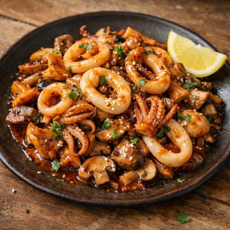 Calamars sautés champignons