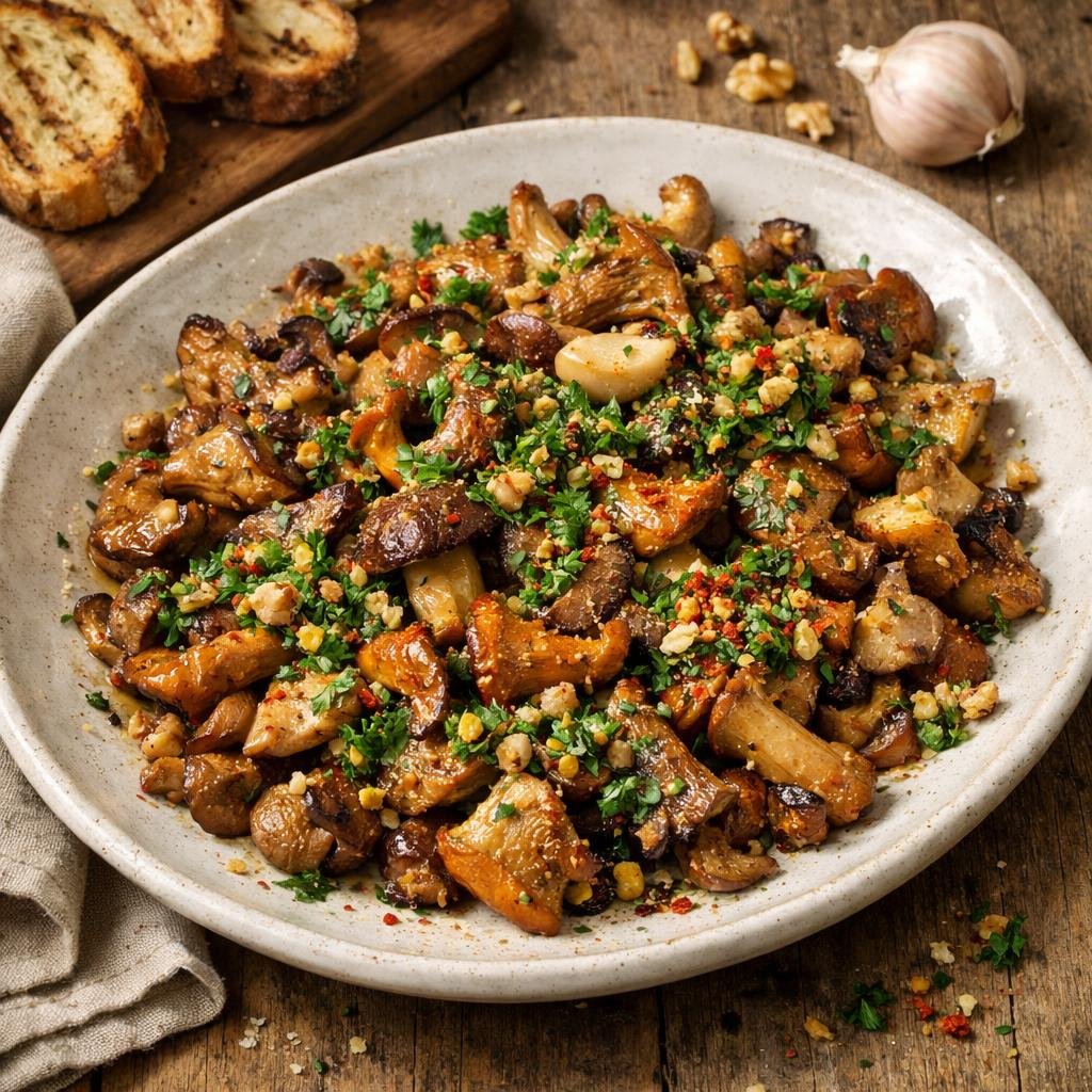 champignons sauvages rôtis